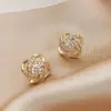 Pendientes de Trébol de Cuatro Hojas con Circonita Estilo Pequeño Fragante Más Vendidos Transfronterizos para Mujer Diseño de Nicho Accesorios de Alta Gama Pendientes Elegantes
