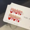 [Belleza Nevada] Estilo Francés Rojo Navidad Ojo de Gato Blanqueador Manicura de Uñas Portátiles Blanqueamiento Puro Hecho a Mano Parche