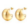 Pendientes redondos huecos de acero inoxidable de alta calidad, pendientes geométricos sencillos de moda de acero de titanio para mujer, pendientes al por mayor