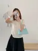 Camiseta de Manga Corta con Botones de Lyocell Tencel Acetato Lino para Mujer, Verano Ligera Estilo Coreano Casual Ajustada Camiseta Básica