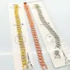 Pulseiras Europeias e Americanas Acessórios Masculinos Hiphop Cubana Cravejada de Diamantes Cobre Banhado a Ouro Pulseiras Artificiais Joias Hip-Hop Transfronteiriças