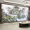 Papel de Parede para Parede de Fundo de TV Modelo Novo 2025, Papel de Parede 18D Estilo Chinês Paisagem Nova, Mural de Tecido para Parede de Mídia de Sofá de Sala de Estar