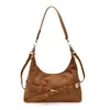 Bolso Tote de Cuero Holgado Estilo Coreano Decorado 2026 Otoño/Invierno Nuevo Bolso de Hombro Simple Casual Bolso Cruzado Elegante