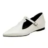 Sapatos Mary Jane Retrô Estilo Francês para Mulheres, com Salto Escondido de 5cm, Bico Fino, Boca Rasa, Couro Macio, Versátil, Elegante e Adequado para o Trabalho