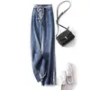 Jeans fino retrô feminino estilo primavera e outono slim fit calça longa casual
