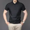 Verano Hielo Seda Urbana Negocios Cuello Solapa POLO Hombre Color Sólido Camiseta Sencilla Ropa de Papá Camisa de Aire Acondicionado LOGOTIPO