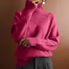 Nuevo Suéter de Punto de Comercio Exterior Estilo Europeo y Americano Holgado Elegante para el Trabajo Color Sólido Cuello Alto Diamante Moda para Mujer