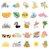 50 Vibras Frescas de Verano Estilo Pequeño y Fresco Patrón de Dibujos Animados Pegatinas Decorativas Pegatinas para Material de Cuaderno