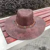 Sombrero Vaquero Occidental de Cuero Sintético Vintage Desgastado y Agrietado con Ala Ancha para Protección Solar, Actuaciones y Vacaciones