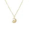 Nuevo diseño hipster colgante de luna y planeta de diamantes completos engaste de cobre circonita cadena de clavícula de moda collar de temperamento versátil para mujer