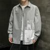 Nova Camisa Masculina com Estampa do Alfabeto Japonês Outono 2024 Manga Longa para Adolescentes Camisa Cardigan com Gola Jacket para Homens