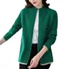 Cárdigan de punto abrigo de mujer 2025 nuevo estilo primavera y otoño, holgado y elegante, suéter casual con cremallera de manga larga