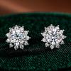 Pendientes de plata S925 para mujer, con diseño de girasol, elegantes y sencillos, para boda, con diamantes Mosan, regalo, joyería para las orejas, venta al por mayor.