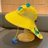 Chapéu capa de proteção solar infantil para o verão, aba larga proteção para o pescoço, proteção UV, chapéu de sol de desenho animado respirável para bebês meninos e meninas