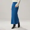 Falda de Moda Versátil de Cachemira Gruesa para Mujer Estilo Old Money con Múltiples Botones y Abertura, Falda Bodycon Larga Adelgazante Gris