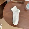 Meias Femininas, Estilo Simples com Renda de Bolinhas Pequenas, Meias Curtas de Cinco Pontos Atacado, Absorventes de Suor, Respiráveis, Meias Curtas Versáteis