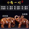 Un par de adornos de elefante para atraer la riqueza, adecuados como regalo para inauguraciones de negocios, para la sala de estar, la entrada, el mueble de TV, el mueble de vino o la oficina, artesanías decorativas auspiciosas