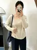 Blusa quadrada para mulheres plus size, camisa listrada que afina, estilo outono 2026, malha solta para mulheres plus size