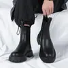 [Personalizado] Botines Chelsea de Suela Gruesa para Hombre Talla Grande Versátiles Otoño e Invierno Botas de Trabajo de Caña Alta Forradas de Lana 21271-t