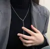 Collar de Plata de Ley s925 Corazón Deslizante para Mujer Lujo Ligero Gama Alta Versátil Cadena para Suéter Otoño/Invierno Suministro Directo de Fábrica Lote Mixto