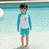 Roupa de Banho Infantil para Meninos Verão Maiô Protetor Solar Conjunto de Duas Peças Resistente ao Cloro Secagem Rápida Roupa de Banho Conjunto de Praia a