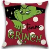 Nova capa de almofada de sofá para decoração de Natal transfronteiriça, capa de almofada do Grinch de desenho animado, travesseiro para encosto de carro