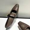 2026 Estilo Coreano Verano Un Tirante Punta Cuadrada Escote Bajo Zapatos de Una Sola Pieza Moda Nuevo Estilo Estilo de Noche Retro Zapatos Pequeños de Cuero Zapatos de Tacón Grueso