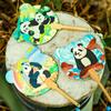Abanico con diseño de panda AR, recuerdo turístico de Sichuan, tarjeta de viaje de la ciudad, abanico con diseño de panda de flores y Ye Qizi Meng Lan