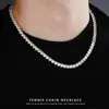 Collar de Cadena de Tenis Redondo de Zircón Diamantado de Fila Única de Acero Inoxidable de 5 mm Lleno de Diamantes de 3 mm Joyería Hip-Hop de Acero de Titanio que Conserva el Color