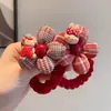 Diadema de Flores Roja a Cuadros para Año Nuevo para Niños en Otoño e Invierno, Diadema Linda de Dibujos Animados, Diadema para Niñas, Accesorios para el Cabello