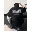 Marca Tendência Estilo Japonês Estampada Manga Curta Masculina Verão Jovem Fresco Roupa de Casal Camiseta de Meia Manga Camiseta Oversized