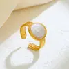 Personalidad Europea y Americana Exagerada Acero Inoxidable Hidráulico Simple Doble Capa Línea Anillo Abierto Lujo Ligero Sensación de Gama Alta Anillo de Dedo Joyería para Mano