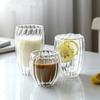 Nuevo vaso creativo de doble capa a rayas de vidrio engrosado antiquemaduras aislado taza de café para el hogar en forma de huevo de ganso de borosilicato vaso de agua