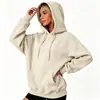 Logotipo personalizado, estilo europeo y americano, comercio electrónico transfronterizo, sudadera con capucha de corte holgado para otoño/invierno para mujer, estilo retro americano, forrada de polar, diseño simple