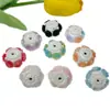 Nova camélia luminosa borda de pérola flor de argila macia bola de flor furo reto contas DIY corrente de celular acessórios de caneta com contas