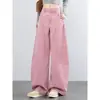 Jeans de alta qualidade, confortáveis, personalizados, laváveis, versáteis, com um novo design que esconde o formato do corpo, corte solto, efeito emagrecedor e adequados para usar como peça externa como calças pantalona.