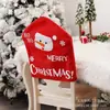 Funda de Silla Navideña Impresa Transfronteriza Dibujos Animados Papá Noel Muñeco de Nieve Reno Cubierta para Taburete Decoración Navideña para el Hogar