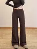 Pantalones Casuales de Pierna Ancha de Cintura Alta Flockados 2026 Otoño Invierno Nuevos de Cintura Alta Sueltos Adelgazantes Perezosos de Lunares Microcampana para Mujer