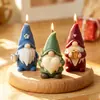 Molde de resina para arranjo de flores de gnomo de desenho animado de Natal, molde de silicone para vela de gesso perfumada de elfo sem rosto usando chapéu DIY