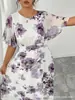 Vestido Bata Larga Negra Holgada Talla Grande para Mujer, Cuello Redondo, Estilo Étnico, Transfronterizo
