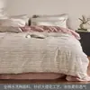2026 Novo Simples 100% Algodão Fio de Algodão Lavado Jacquard Tingido em Fio Lençol de Cama Conjunto de Três ou Quatro Peças Capa de Edredom 100% Algodão Roupa de Cama para Dormitório