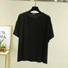 Top adelgazante, ropa de casa holgada estilo coreano, camiseta de cuello redondo, nueva camiseta básica casual de color liso para mujer, primavera y verano