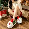 Pantuflas de Algodón Estilo Pareja Papá Noel Otoño e Invierno Pantuflas Peludas Adecuadas para Uso en Casa y al Aire Libre, Personalización de Pedidos Pequeños, Venta al Por Mayor de Comercio Exterior