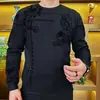 Sudadera para Hombre de Mediana Edad Camiseta de Manga Larga Cuello Redondo Otoño e Invierno Nueva Ropa para Papá Camiseta Casual Estampada Camiseta Interior para Hombre