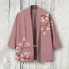 Nuevo kimono puro algodón transfronterizo con hebilla, estampado digital 3D, bata de manga tres cuartos, cárdigan, haori de corte holgado