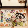 Alfombra decorativa de dibujos animados de Shin-chan, absorbente de agua, secado rápido, resistente al desgaste, tapete de suelo de tierra de diatomeas, se puede cortar a medida, fácil de mantener, tapete antideslizante para pies