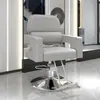 Silla giratoria con reposabrazos elevable de acero inoxidable para barbería, silla reclinable para estilismo y corte de cabello para salón de peluquería