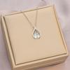 Collar de acero de titanio con forma de corazón de océano, estilo nuevo y popular de TikTok, ligero y lujoso, con forma de gota de agua, cadena de clavícula de cristal simple a la moda, venta al por mayor