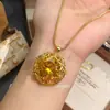 Anillo Extra Grande de 10 Quilates de Citrina Natural Imitación para Mujer, Diseño de Nido de Pájaro, Colgante de Diamante Amarillo, Aretes de Piedras Preciosas de Color, Juego de Diamantes de Color
