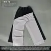 Calças e Moletons Masculinos da Moda, Novo Estilo Outono/Verão, Calças Masculinas de Corte Reto com Lavagem de Flocos de Neve, Bordas Desgastadas e Calças Longas com Patchwork